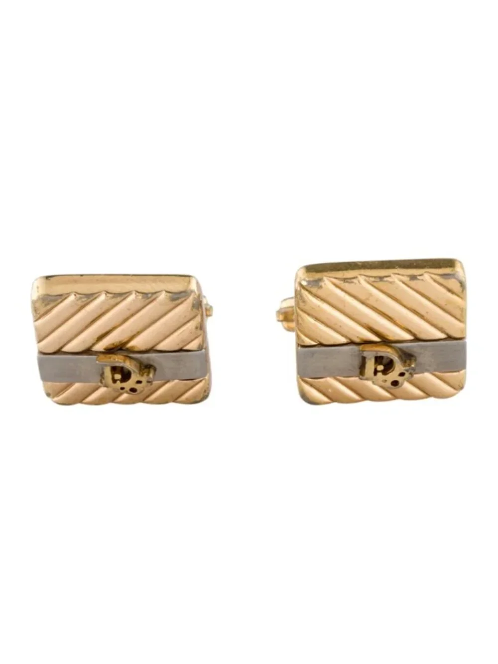 Christian Dior Vintage Two-Tone Cufflinks Gold & Palladium Plated